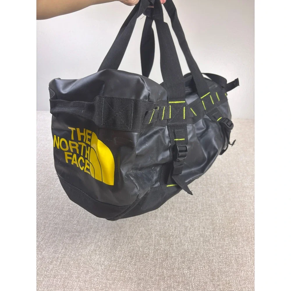 The North Face Base Camp Duffel Bag Black Yellow Large Backpack Straps Travel
